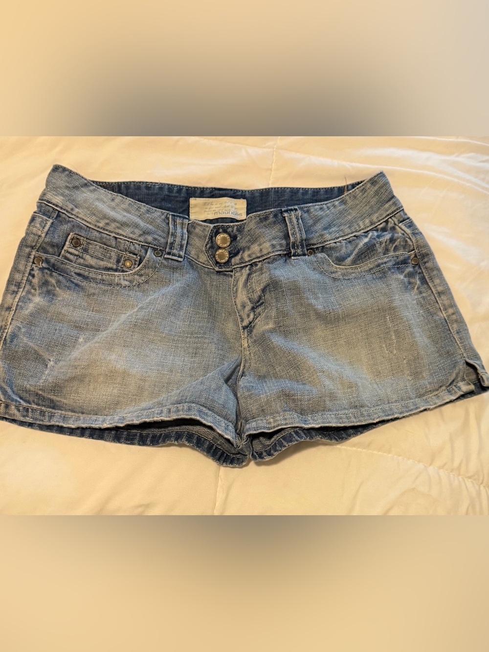 Maurices Light Blue Double-Button Denim Shorts